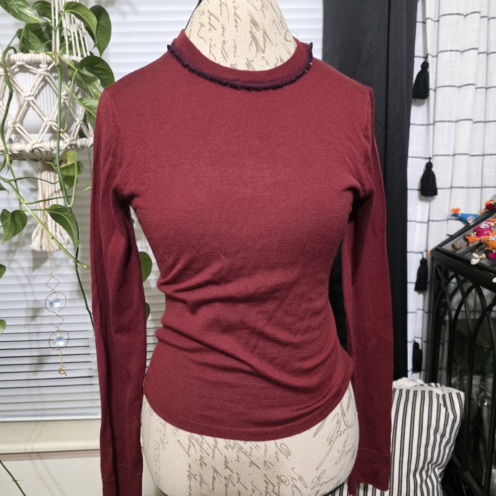 J. Crew Lightweight Sweater With Embellished Collar Button Closure Neck